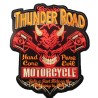 Gros patch moto Thunder Road diable et piston rouge dos veste écusson blouson
