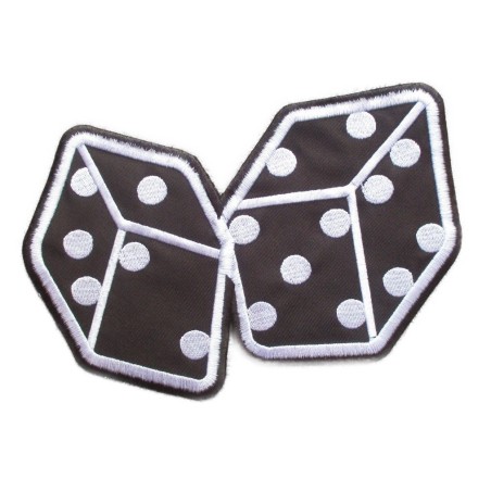 Grand patch dos noir et blanc veste 20cm écusson chance
