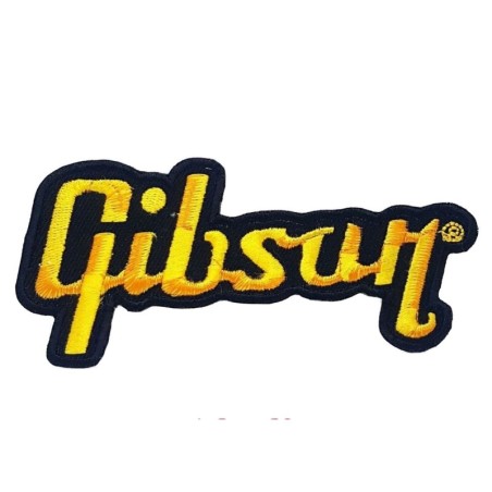 Patch Gibson Guitare Noir et Jaune 11.5x5.2 cm Écusson Thermocollant Rock
