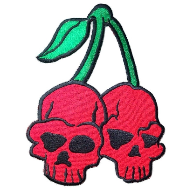 Grand patch cerise crâne rouge dos 24cm écusson pin up rock