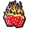 Großer Aufnäher Würfel mit roten Flammen 24cm Rücken Jacke Abzeichen Rockabilly
