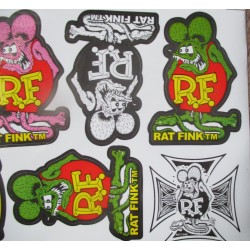 Planche de 10 Stickers Rat Fink Hot Rod 21x14 cm Autocollant Kustom Kulture
