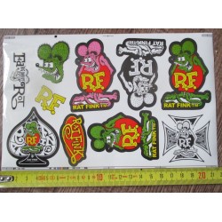 Planche de 10 Stickers Rat Fink Hot Rod 21x14 cm Autocollant Kustom Kulture
