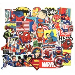 Lot de 50 autocollants de super-héros sur fond blanc, 5 à 8 cm - Décoration idéale à petit prix
