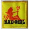 Patch Bad Girl Teufelin Rot auf Gelbem Grund 6x5cm Aufnäher Aufbügler Rock
