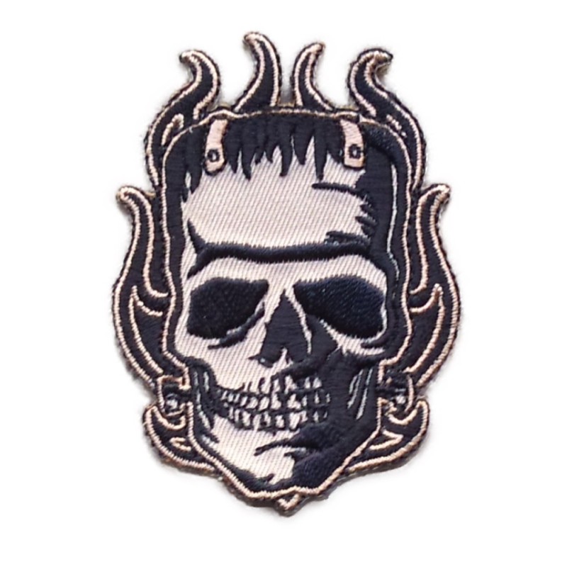 Patch crane  Frankenstein Gris à Flammes Écusson Rock and Roll