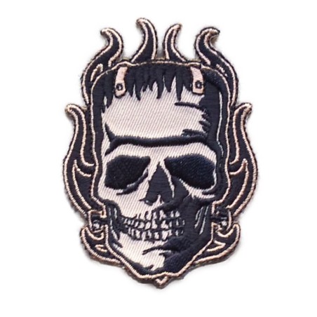Patch crane  Frankenstein Gris à Flammes Écusson Rock and Roll