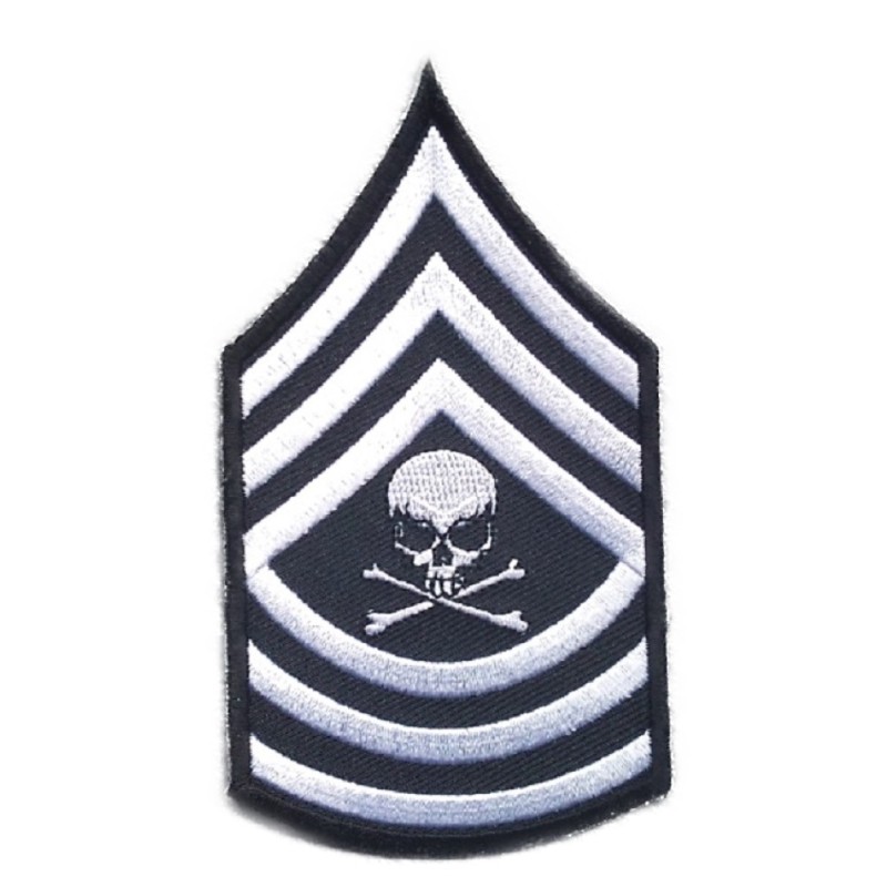 Aufnäher Schulterstück Totenkopf Weiß Militärstil Abzeichen Rockabilly
