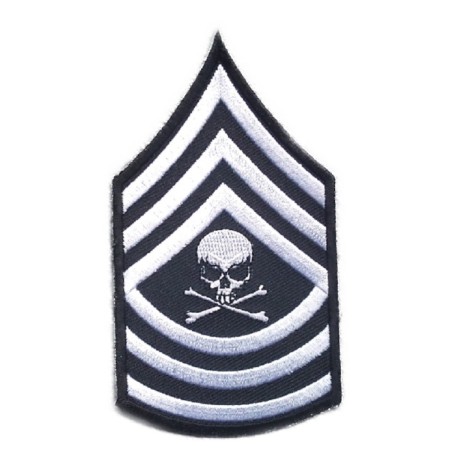 Aufnäher Schulterstück Totenkopf Weiß Militärstil Abzeichen Rockabilly
