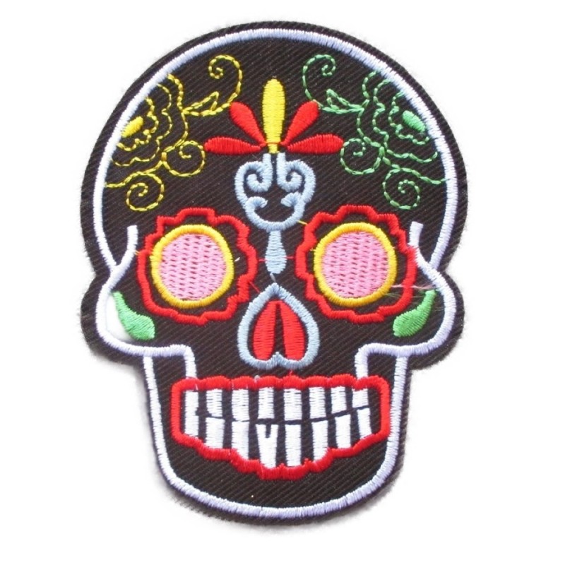 Patch crane  tête de mort écusson thermocollant rock roll