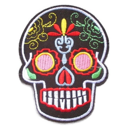 Patch crane  tête de mort écusson thermocollant rock roll