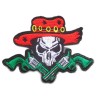 Patch crane à, chapeau et 2 pistolets - écusson thermocollant