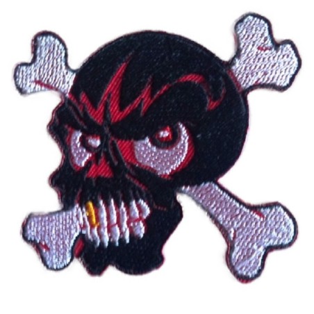 Patch Kran Pirat Schwarz Roter Blitz Aufbügler
