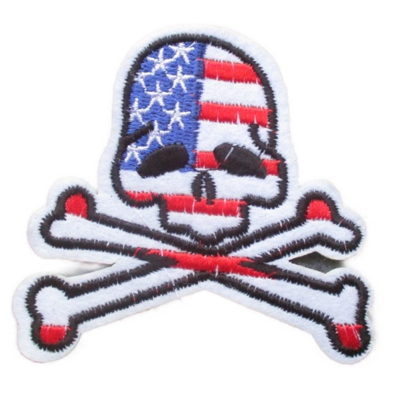 Patch crane Pirate Drapeau USA Américain Écusson Thermocollant