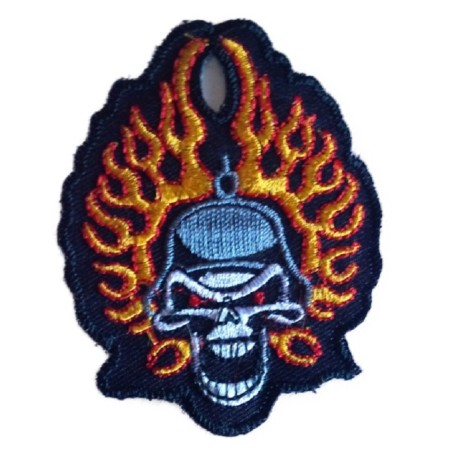 patch crane casque a pointe flamming ecusson tete de mort