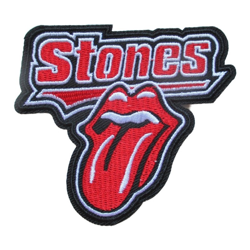 Patch Rolling Stones Gruppe Schriftzug 8x8 cm Aufnäher Bügelflicken Rock Roll
