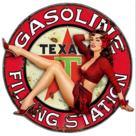 petit autocollant pin up logo Texaco station-service essence 8cm