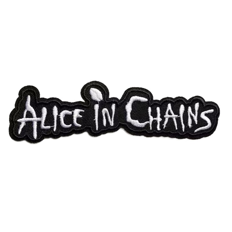 Patch Alice in Chains Noir Blanc 12x4cm Hard Rock Roll Écusson Thermocollant