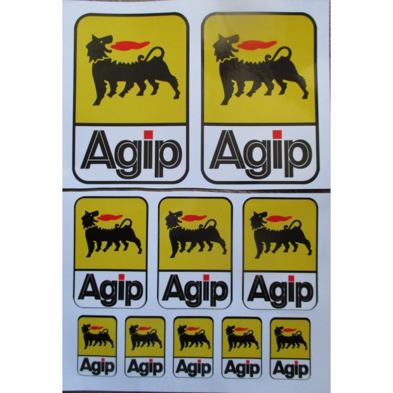 Lot de 10 stickers Agip 28x20cm autocollant déco voiture garage