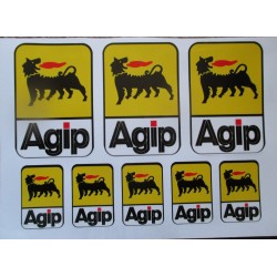 Lot de 10 stickers Agip 28x20cm autocollant déco voiture garage