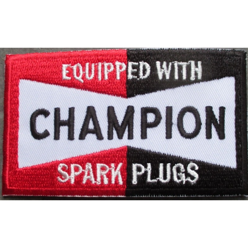 Aufbügler mit Champion Zündkerzen 8x5cm Aufnäher
