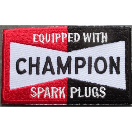 Aufbügler mit Champion Zündkerzen 8x5cm Aufnäher
