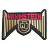 Patch Rammstein Logo Schwarz-Gold Rote Schrift 9.5x6.5 cm Aufnäher Rock Roll Thermocollant
