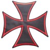 Grand patch croix de Malte noir et rouge 24x24cm écusson thermocollant