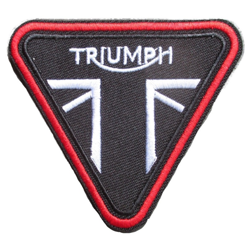 Patch Thermocollant Logo Triumph Triangulaire Noir Blanc Rouge 8x7cm