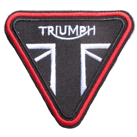 Patch Thermocollant Logo Triumph Triangulaire Noir Blanc Rouge 8x7cm