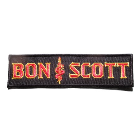 Patch Bon Scott Noir Rouge 10.5x3 cm Fan Hard Rock Chanteur avdv