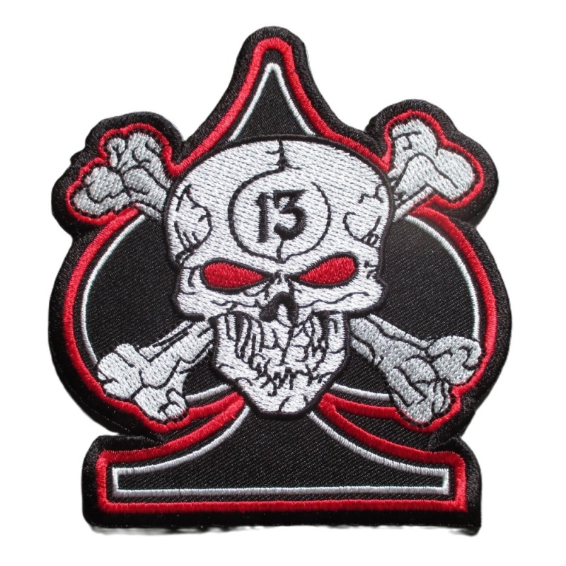 Patch crane  13 Pirate As de Pique Noir Tour Rouge 10x9 cm