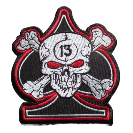 Patch crane  13 Pirate As de Pique Noir Tour Rouge 10x9 cm
