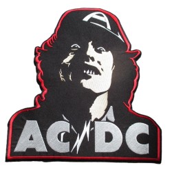 Grand patch Angus Young ACDC noir blanc rouge 28x27cm écusson thermocollant