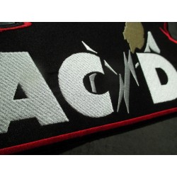 Grand patch Angus Young ACDC noir blanc rouge 28x27cm écusson thermocollant