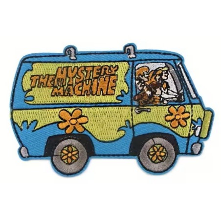 Aufnäher Mystery Machine, Blau und Grün 10x6cm, Bügelbild