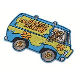 Aufnäher Mystery Machine, Blau und Grün 10x6cm, Bügelbild