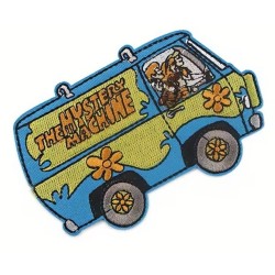 Aufnäher Mystery Machine, Blau und Grün 10x6cm, Bügelbild