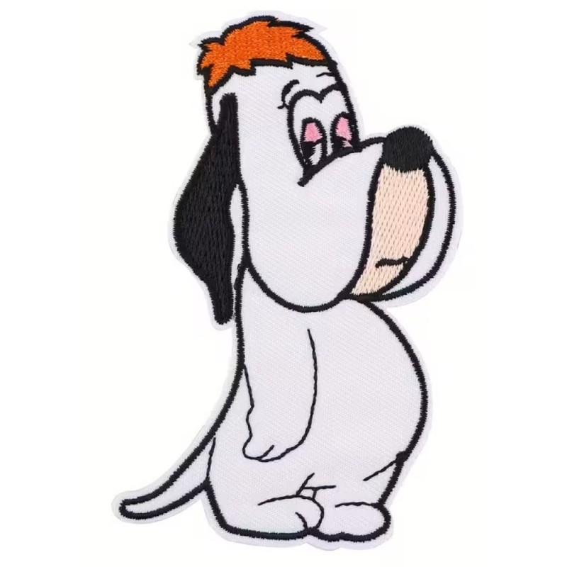 patch droopy chien blanc tombant 10x7 cm écusson fan dessin animé