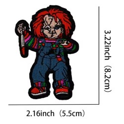 Patch Chucky avec un couteau, poupée tueuse film d'horreur