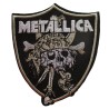 patch metallica blason avec un pirate 8.5 7.5 cm ecuson thermocollant