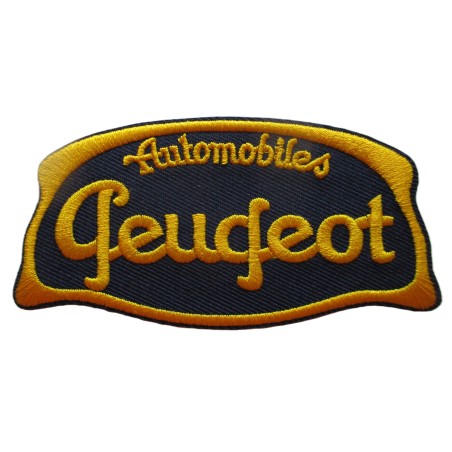 Patch Thermocollant Peugeot – Logo Blason – Jaune sur Bleu Nuit 9.5x5cm