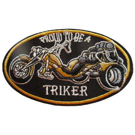Patch Ovale Triker – "Proud to be a Triker" – Jaune & Noir 10x6 cm