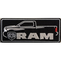 patch pick up RAM noir retangulaire  13x5.5cm ecusson thermocollant