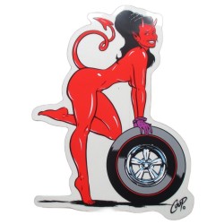 Sticker diablesse roue de voiture coop autocollant kustom
