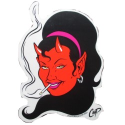 Sticker Diablesse Fumeuse Coop Autocollant Rockabilly
