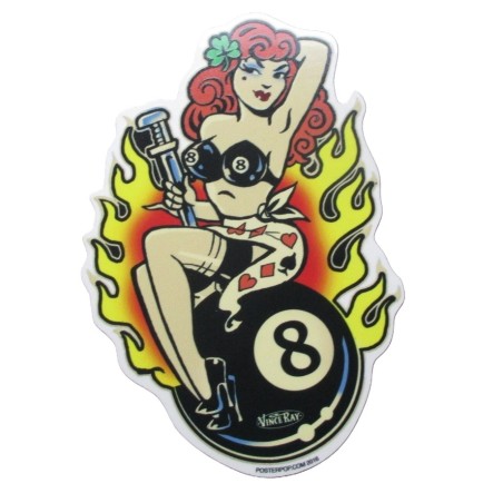 Sticker Lady Luck Rot Billardkugel 8 Ball Aufkleber
