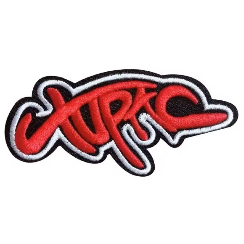 Patch thermocollant Brodé Tupac – Style Graffiti Rouge & Blanc 9x5 cm