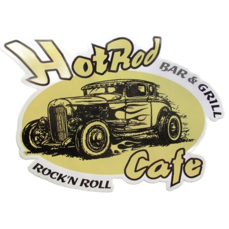 Sticker Hot Rod Café Bar & Grill Rock Roll 10.5x7.5 cm Bigdaddyjo Autocollant