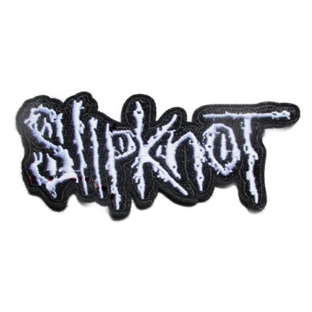 Patch groupe hard rock Slipknot 11x4.5 cm noir et blanc, écusson thermocollant pour veste blouson
